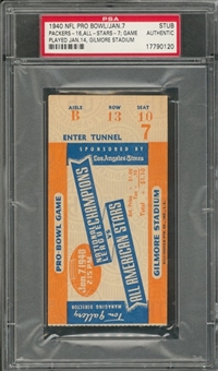 1940 NFL Pro Bowl Green Bay Packers vs All-Stars Ticket Stub From 1/7/1940 - Game Played 1/14/1940 (PSA)